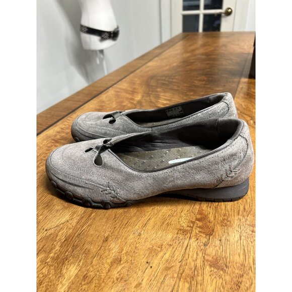 Skechers Bikers Women’s US 9 W Gray  Suede Slip-On Relaxed Fit Casual Shoe Flats - Picture 3 of 7